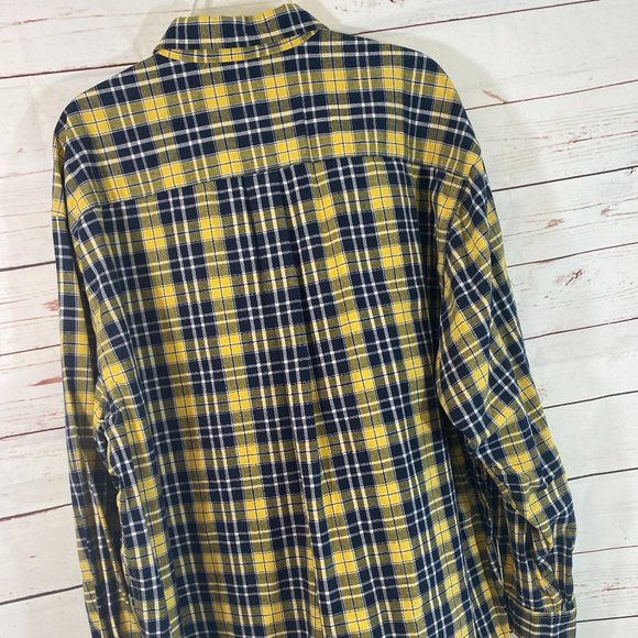 SOLD Eddie Bauer Black & Yellow Plaid Flannel Long Sleeve Shirt NWOT - Picture 5 of 14